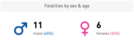 Salt Lake City Fatal Car Crashes By Sex and Age 